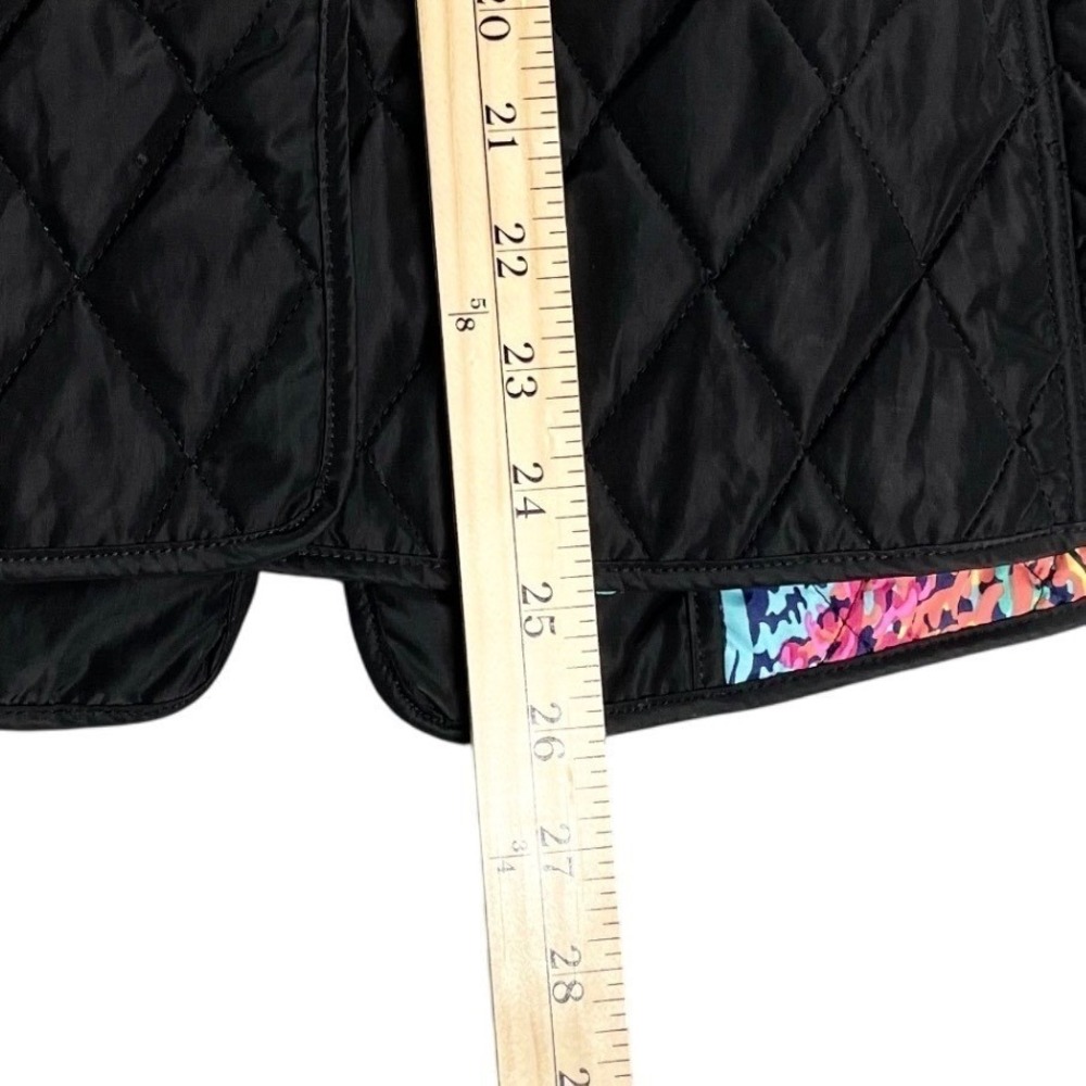 Lilly Pulitzer XXS Quilted Jacket Black Gold Button Colorful Lining Cuff Design - Picture 8 of 16